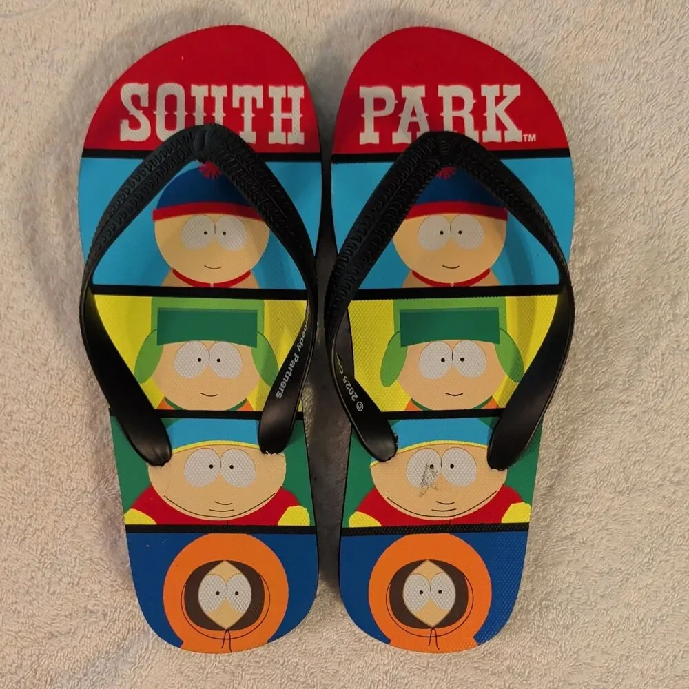 New Official South Park Men's Beach Flip-flops Rubber Sandals Printed Size 7/8